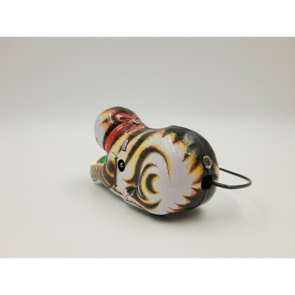 Vintage Wind Up Tin Metal Cat With Ball  Litho Toy No Key - Picture 3 of 9